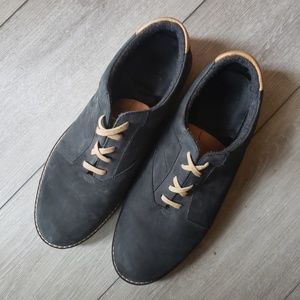 Men's Lace Up Blue Suede Leather Shoes